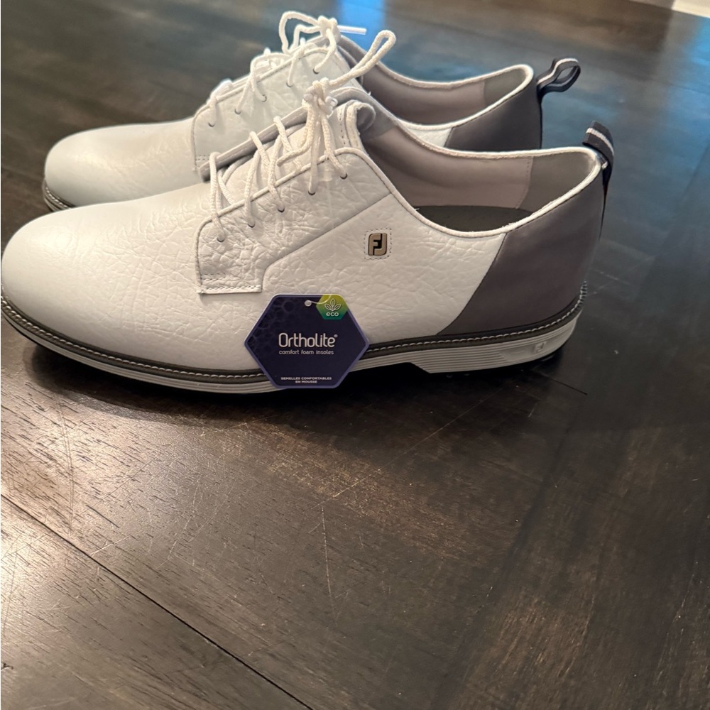 FootJoy Men's White and Gray Oxfords